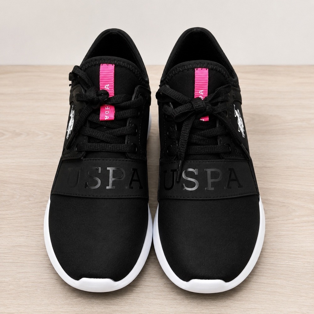 U.S. Polo Assn Sneakers Kids 13C Black Pink Excellent Athletic Meter-L Logo
